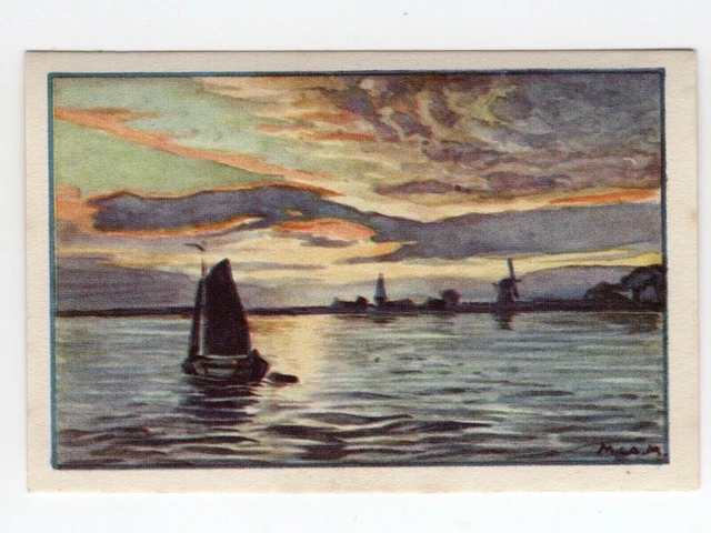Dutch Coffee Roasters, Heuff.  River Scenes - Sailing boat sunset on the river