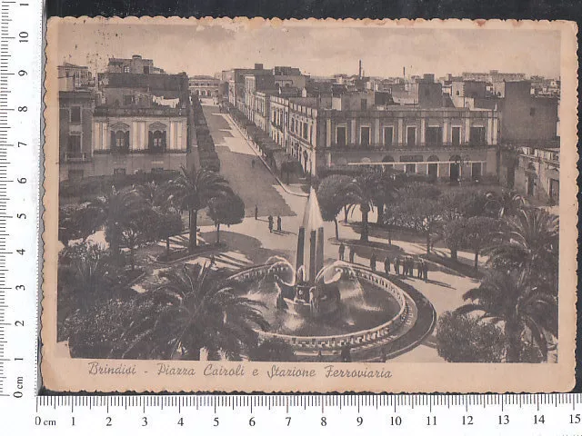 Cartolina Brindisi - Piazza Cairoli E Stazione Ferroviaria - Viaggiata 1939