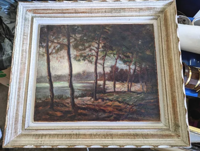 Tableau ancien Bassin d'Arcachon Gaston Blondeau (1886-1979)  Huile sur bois