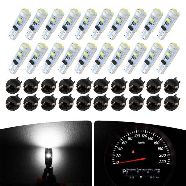 20 Super White T5 3014 LED Bulbs Instrument Gauge Cluster Dash Light W/ Sockets