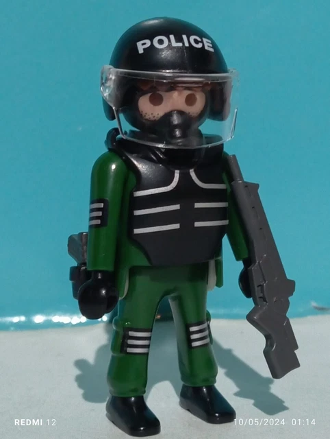 Casque Noir Police Anti-émeute PLAYMOBIL Pour Figurines SWAT - Pièce Détachée Occasion, Thème Police