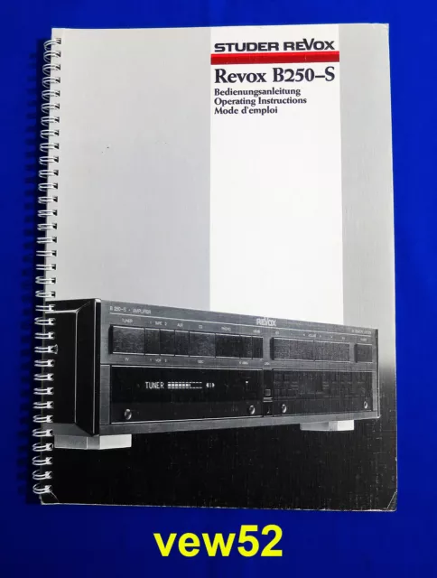 Revox B250-S "Bedienungsanleitung" User Manual Mode D'emploi **Top** (046)