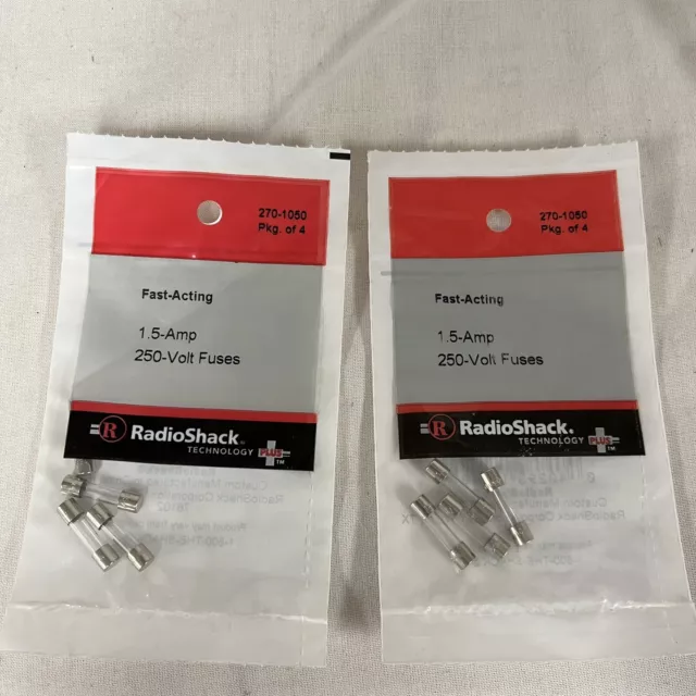 2 Packs Radio Shack Fast-Acting 1.5-Amp 250-Volt Fuses 270-1050