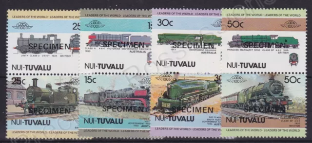 Tuvalu Nui Mnh Stamp Set 1984 Locomotives 1St Series Specimen Opt