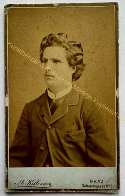 orig. CDV Foto Fotografie Bild alt Herr Mann Mode um 1880 Graz Kellemen
