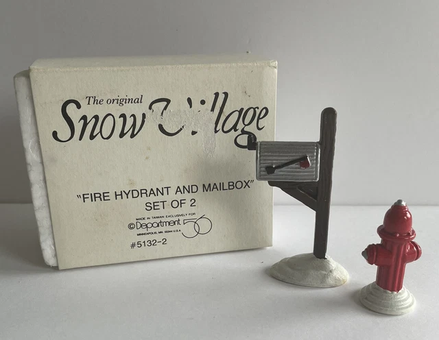 Department 56 Snow Village Fire Hydrant & Mailbox Figurines In Box 5132-2
