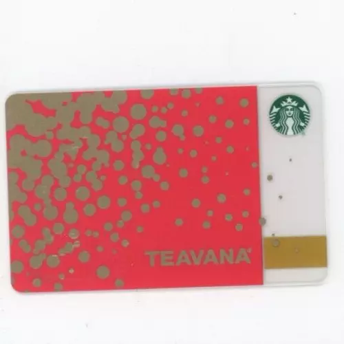 2015 Starbucks Gift Card Teavana Red Gold Dots Used