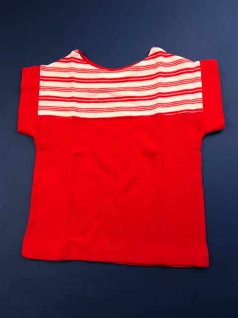60s 70s Childs Vintage Red White Styled Tshirt Style Top by Crylnet Deadstock