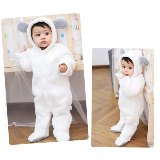 Tuta con cappuccio neonato neonato bambino bambini orso tuta abiti~ 7