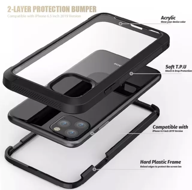 Coque coque iPhone 11 Pro 360 armure antichoc avec écran en verre - Noir 2