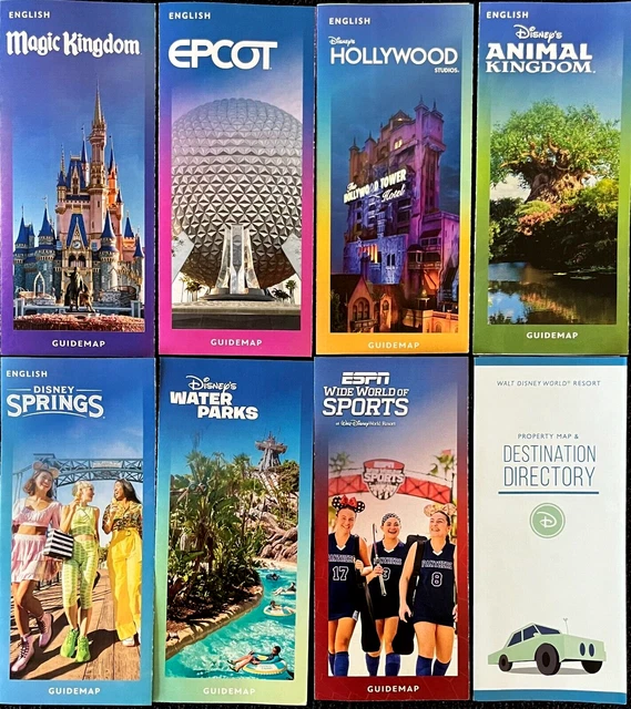 NEW 2023 Walt Disney World Theme Park  Maps -8 Guide Maps-Newest Available WDW