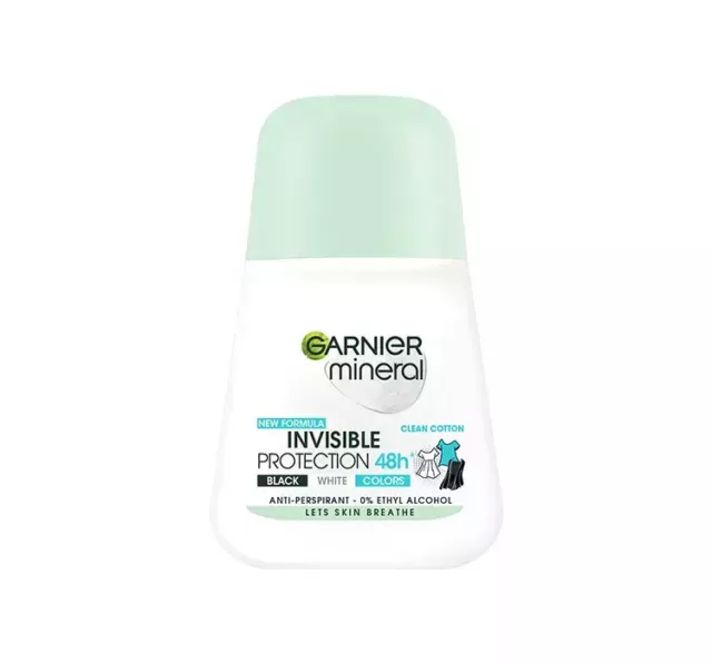 Garnier Mineral Invisible Protection 48H Clean Cotton Antitranspirant Roll-On