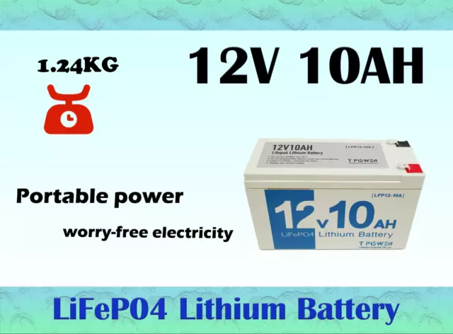 12V 10Ah LiFePO4 Lithium Battery for RVs, Solar same size as 12v 7ah 12v 9ah