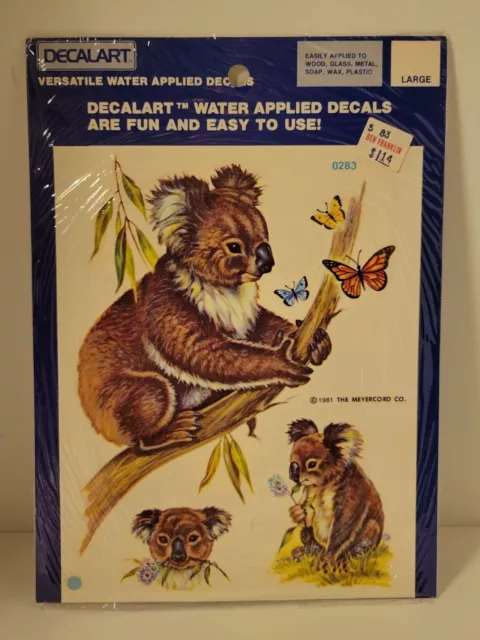 Calcomanías de oso koala vintage 1981 nuevas en paquete Meyercord #0283