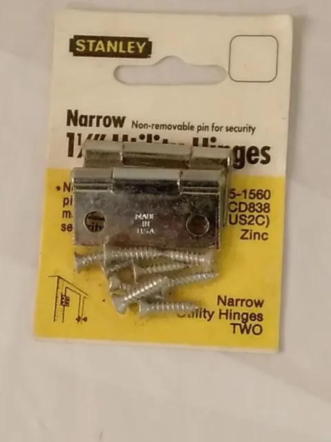 Stanley 1.5" Utility Hinge narrow non removable pin for security 2 in pack seale