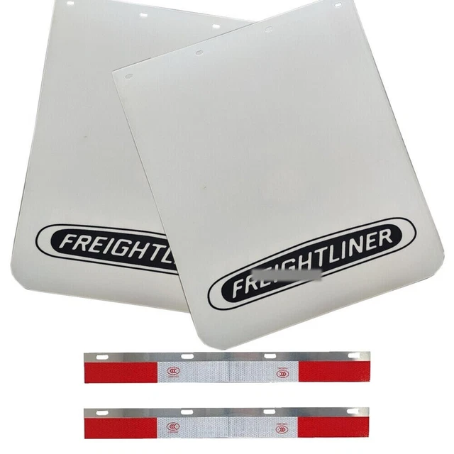 Mud Flaps and Reflector Strips for Semi-truck Trailer Heavy-duty Truck White