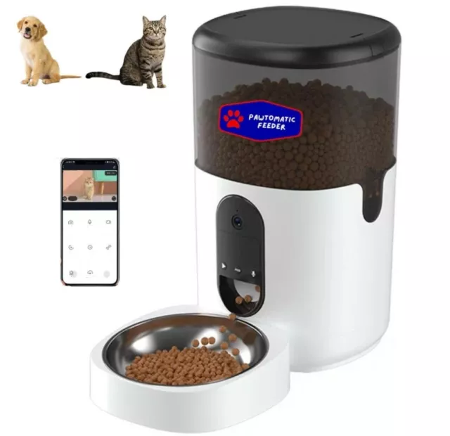 Automatic Pet Dog and Cat Feeder,HD Camera for Voice and Video Recording