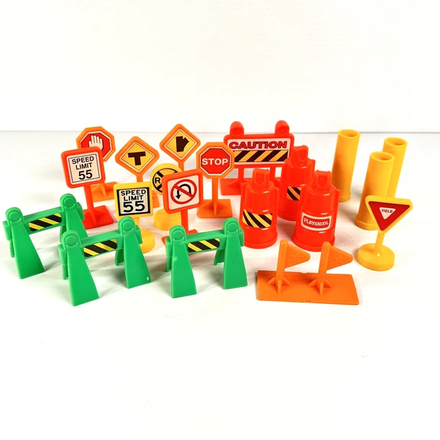 PLAYSKOOL TRAFFIC CONSTRUCTION Road Signs & Barricades Toys Vintage