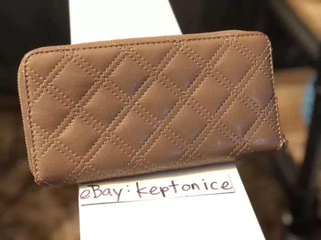 Marc Jacobs The Deluxe Quilted Leather Zip Around Wallet Brown Bronze $425 2