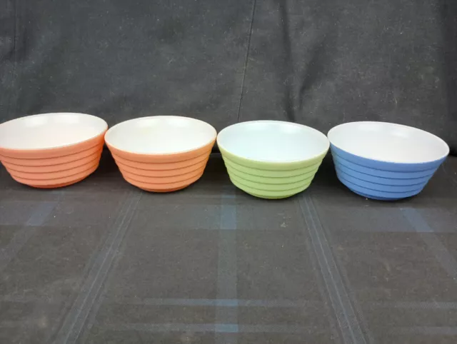 Vintage Hazel Atlas Moderntone Platonite Pastel 5" Bowls Milk Glass Lot of 4