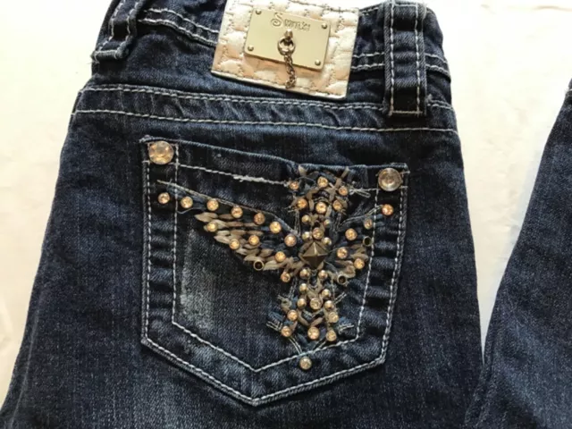 Twelve K USA Skinny Jeans Rhinestones Blue Low Rise Denim Pants Size 5