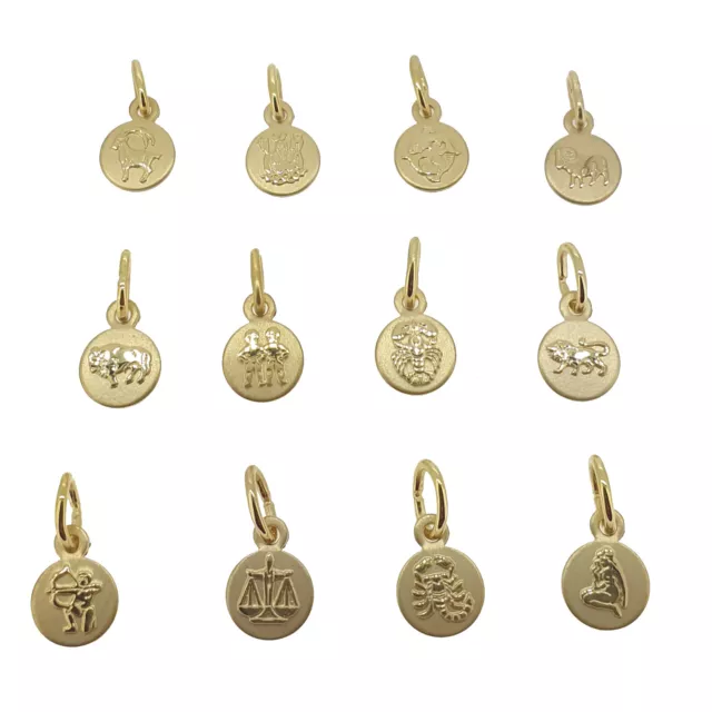 Echt Gold 333 Gelbgold Juwelier Sternzeichen Anhänger rund 6 mm Scheibe Kreis