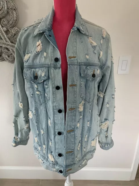 Alexander Wang Daze Denim Distressed Jacket Size Small Nwot Rare