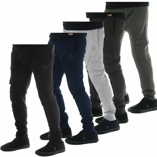 Mens Slim Fit Combat Joggers Tracksuit Bottoms  Sweat Pants Jogging Gym Trousers