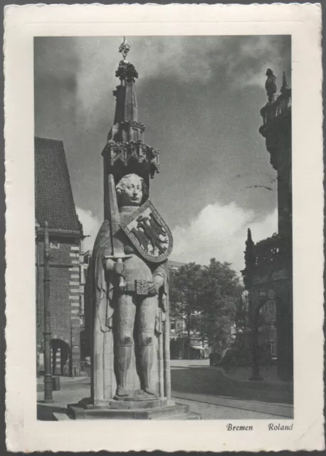 AK - 28195 BREMEN, Der Roland zu Bremen a.d. Marktplatz, gelaufen 1953 (#21533)