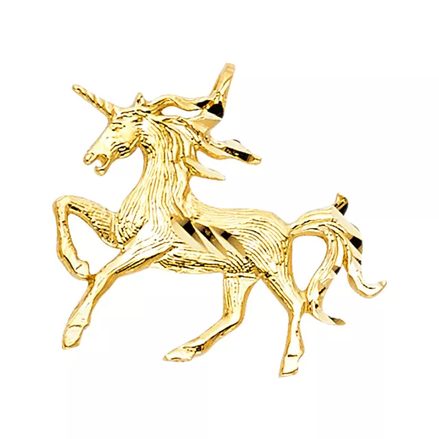 GOLD - 14K Yellow Gold Unicorn Charm Pendant For Necklace or Chain