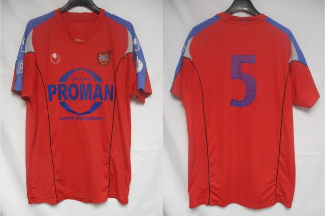 Maillot A.S BEZIERS porté n°9 Uhlsport vintage bleu football