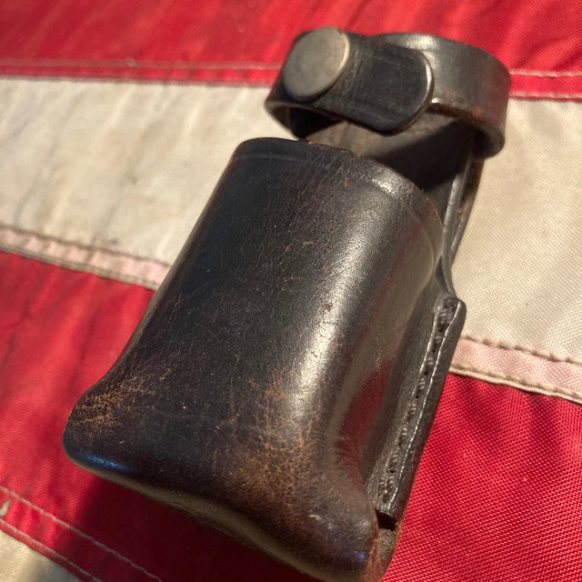🔥 Mace Holder MK VI Silver Snap Open Top Brown Leather Gould & Goodrich Vintage