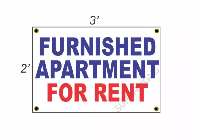 2x3 FURNISHED APARTMENT FOR RENT Red White & Blue Banner Sign NEW Discount