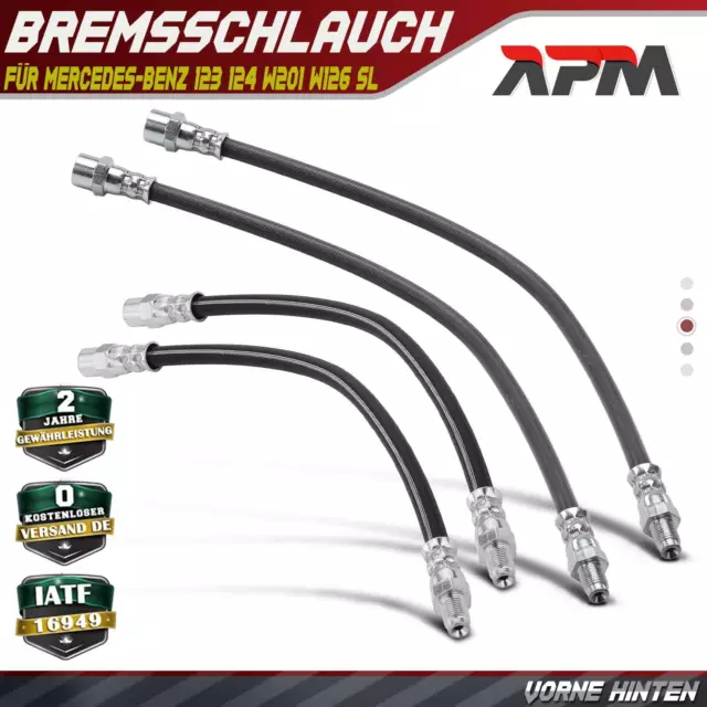 4x Bremsschlauch Vorne Hinten für Mercedes-Benz 190 W201 SL R107 W124 W126 R129