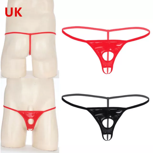 UK Sexys Mens Solid Color Thongs G-String Briefs Open Front Underwear Nightwear