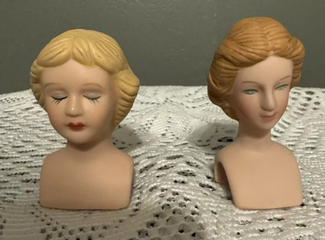 Lot Of 2 Porcelain Doll Heads 2.25” X 1”