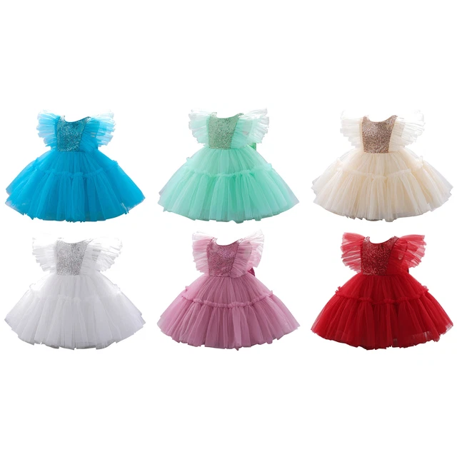 Baby Girl Princess Party Dress Sequin Bowknot Dress Tutu Gown Wedding Birthday