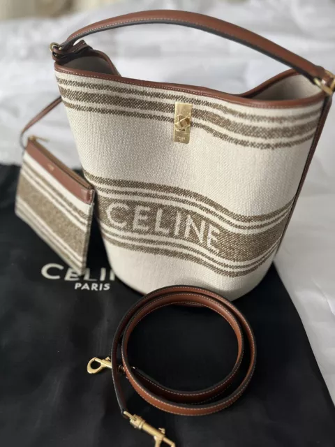 Celine Small Bucket Bag Triomphe Canvas/Calfskin Tan GHW