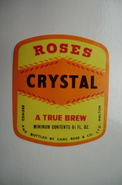 CHAS ROSE MALTON CRYSTAL 9 2/3 fl oz BREWERY BEER BOTTLE LABEL
