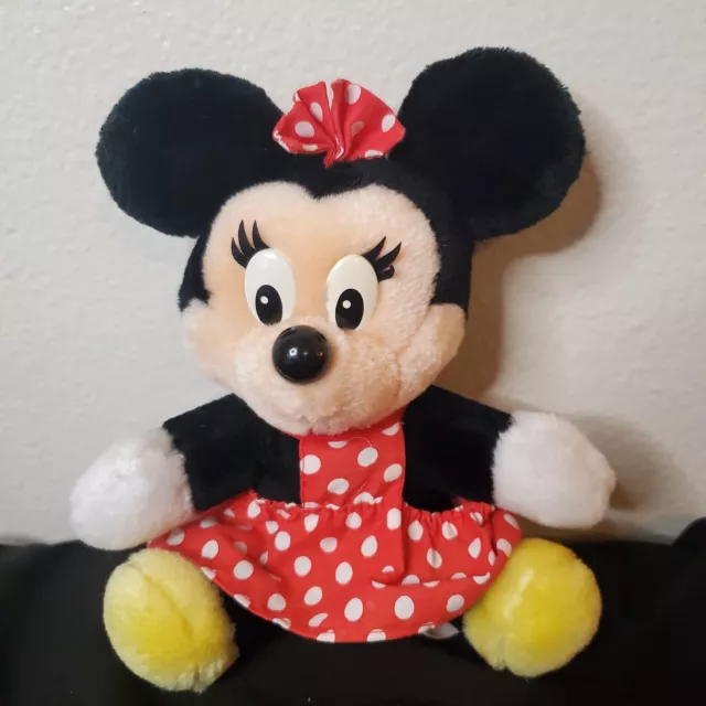 MINNIE MOUSE Disneyland Walt Disney World Tag Vintage 8” Sitting Plush Eyelashes