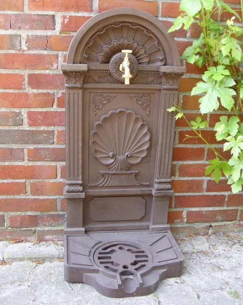 Kleine Schlauchrolle Gusseisen Antik - Nostalgie Garten Dekoration 33cm Höhe