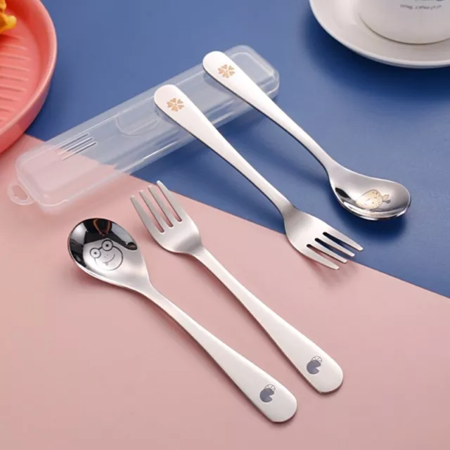 Feeding Spoon Stainless Steel Fork Food-grade Self Eating Multi-use Baby Cutlery