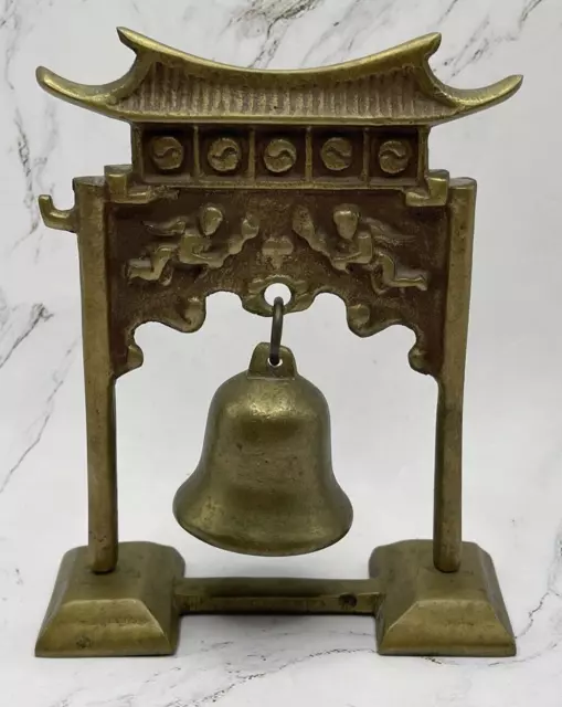 Brass Asian Pagoda Meditation Bell/Gong 4" x 5"  No hammer Vintage