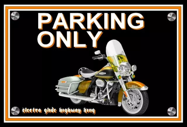 plaque " PARKING ONLY HARLEY DAVIDSON ELECTRA GLIDE HIGHWAY KING ( ORANGE )