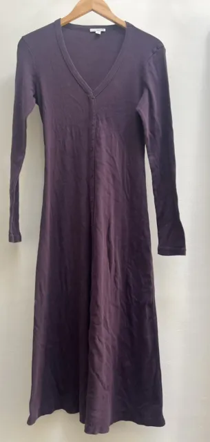 James Perse Women's ribbed maxi dress purple v-neck long sleeve size 4 NEW NWOT