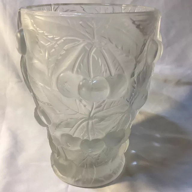 1930’s VINTAGE Josef Inward BAROLAC Glass CHERRIES And LEAVES Glass VASE