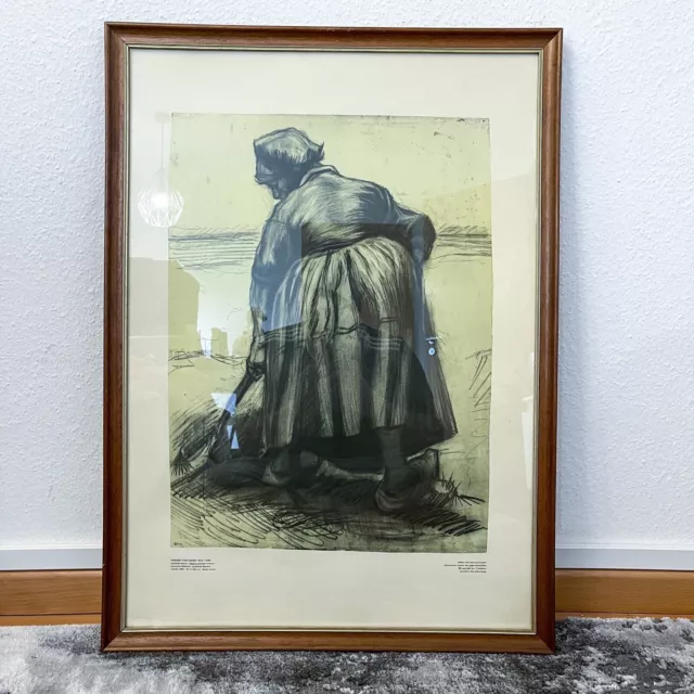 Vintage Impressions D'Art Vincent Van Gogh „Grabende Bauerin " Avec Cadre Photo