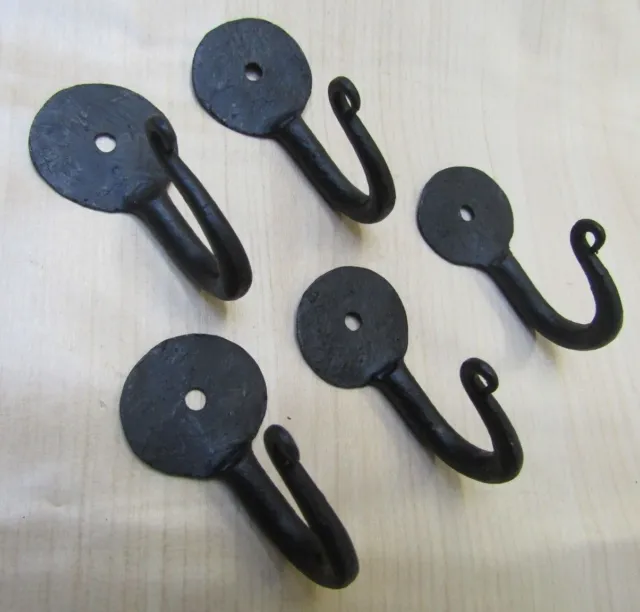 5 X LARGE PENNY 50MM Iron hand forged blacksmith Single robe keys hanging hooks