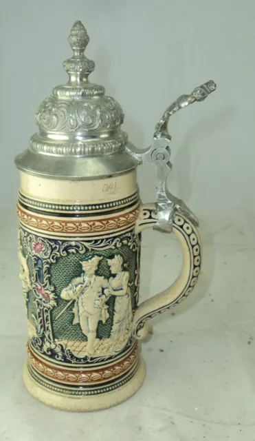 antiker Keramik Bierkrug Jugendstil um 1900 Reinhold Merkelbach