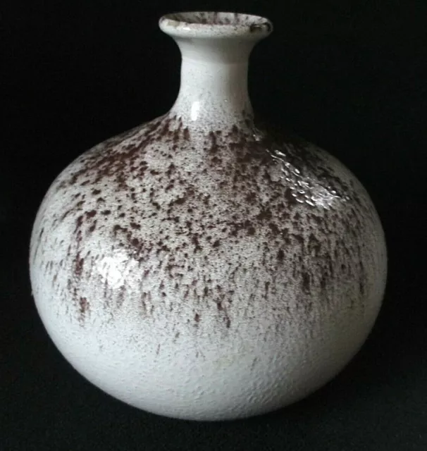 Original 70er Jahre Vase weiß/braun_Kugelvase_Glasvase Athen_Solifleur